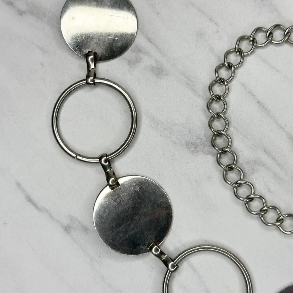 Silver Tone Disc Chain Link Belt One Size (OS) ✨